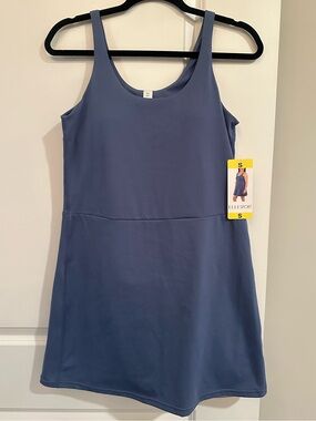 NWT ELLE Sport Slate Blue Tank Mini Dress with Built in Shorts Size Small